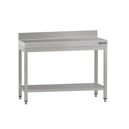 GGM Gastro Commercial Stainless Steel Table with Upstand ECO - 1000x700mm - with Undershelf - with Rear Upstand - with Cross Bracing