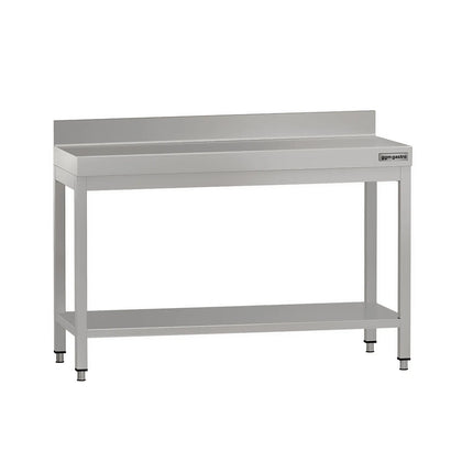 GGM Gastro Commercial Stainless Steel Table with Upstand ECO - 1200x700mm - with Undershelf - with Rear Upstand