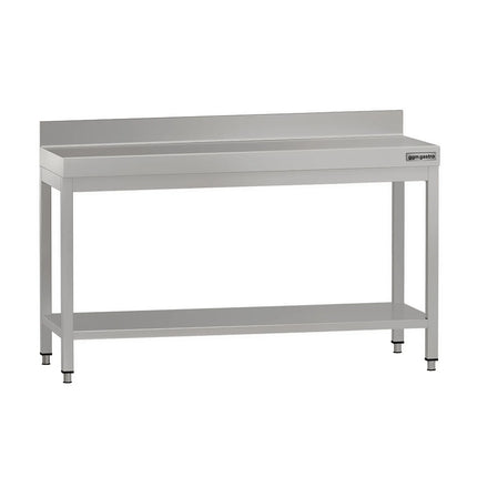 GGM Gastro Commercial Stainless Steel Table with Upstand ECO - 1500x600mm - with Undershelf - with Rear Upstand - with Cross Bracing
