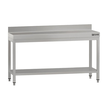 GGM Gastro Commercial Stainless Steel Table with Upstand ECO - 1600x700mm - with Undershelf - with Rear Upstand