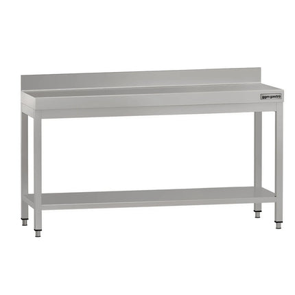 GGM Gastro Commercial Stainless Steel Table with Upstand ECO - 1800x600mm - with Undershelf - with Rear Upstand