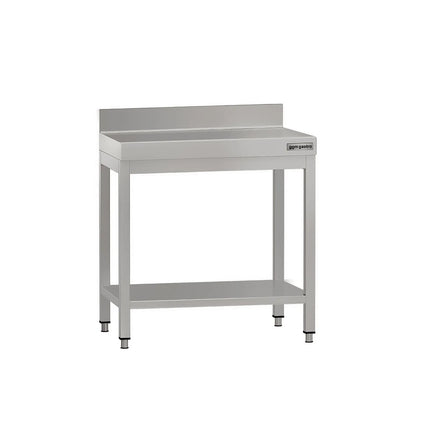 GGM Gastro Commercial Stainless Steel Table with Upstand ECO - 600x600mm - with Undershelf - with Rear Upstand