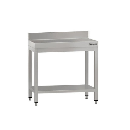 GGM Gastro Commercial Stainless Steel Table with Upstand ECO - 700x600mm - with Undershelf - with Rear Upstand
