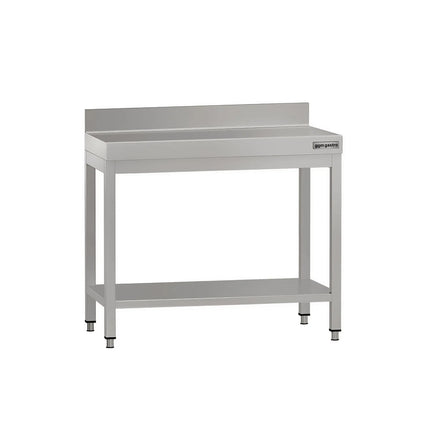 GGM Gastro Commercial Stainless Steel Table with Upstand ECO - 800x600mm - with Undershelf - with Rear Upstand