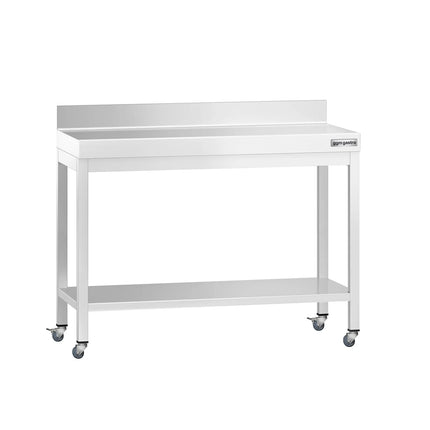 GGM Gastro Commercial Stainless Steel Table with Upstand PREMIUM - 1000x800mm - with Undershelf - with Rear Upstand