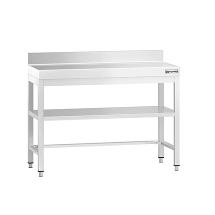 GGM Gastro Commercial Stainless Steel Table with Upstand PREMIUM - 1000x700mm - with Undershelf - with Rear Upstand - with Cross Bracing