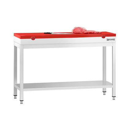 GGM Gastro Commercial Stainless Steel Table with Upstand PREMIUM - 1200x800mm - with Undershelf - with Red Chopping Board