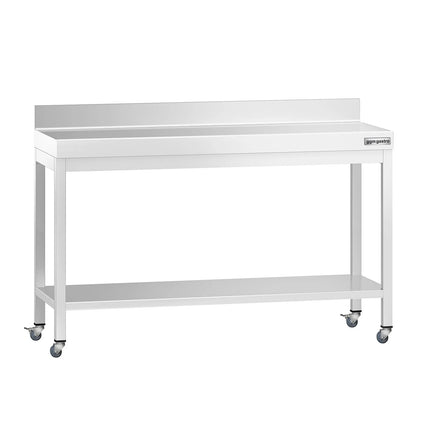GGM Gastro Commercial Stainless Steel Table with Upstand PREMIUM - 1400x600mm - with Undershelf - with Rear Upstand