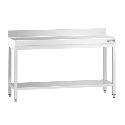 GGM Gastro Commercial Stainless Steel Table with Upstand PREMIUM - 1500x600mm - with Undershelf - with Rear Upstand