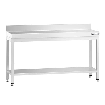 GGM Gastro Commercial Stainless Steel Table with Upstand PREMIUM - 1600x600mm - with Undershelf - with Rear Upstand