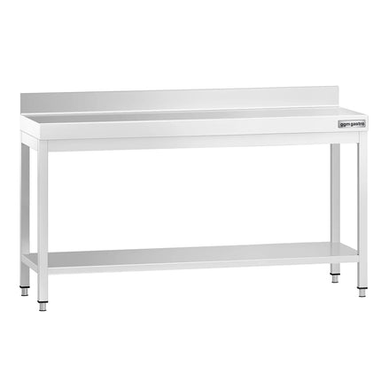 GGM Gastro Commercial Stainless Steel Table with Upstand PREMIUM - 1800x600mm - with Undershelf - with Rear Upstand - with Cross Bracing