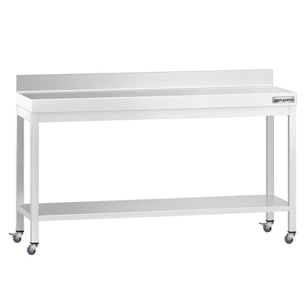 GGM Gastro Commercial Stainless Steel Table with Upstand PREMIUM - 1800x800mm - with Undershelf - with Rear Upstand