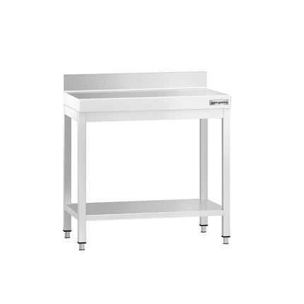 GGM Gastro Commercial Stainless Steel Table with Upstand PREMIUM - 700x600mm - with Undershelf - with Rear Upstand - with Additional Undershelf (mid-shelf)