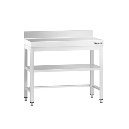 GGM Gastro Commercial Stainless Steel Table with Upstand PREMIUM - 800x600mm - with Undershelf - with Rear Upstand - with Cross Bracing