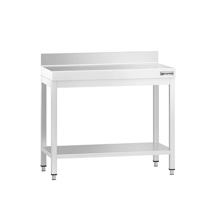 GGM Gastro Commercial Stainless Steel Table with Upstand PREMIUM - 800x600mm - with Undershelf - with Rear Upstand - with Cross Bracing