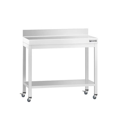GGM Gastro Commercial Stainless Steel Table with Upstand PREMIUM - 800x600mm - with Undershelf - with Rear Upstand