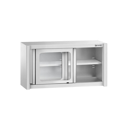 GGM Gastro Commercial Stainless Steel Wall Cabinet / Kitchen Cupboard - 1000x400x650mm - with Glass Sliding Doors