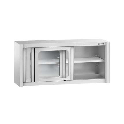 GGM Gastro Commercial Stainless Steel Wall Cabinet / Kitchen Cupboard - 1400x400x650mm - with Glass Sliding Doors