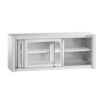 GGM Gastro Commercial Stainless Steel Wall Cabinet / Kitchen Cupboard - 1600x400x650mm - with Glass Sliding Doors