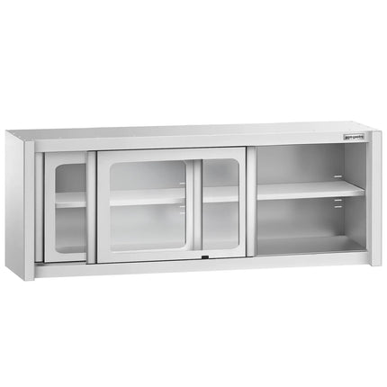 GGM Gastro Commercial Stainless Steel Wall Cabinet / Kitchen Cupboard - 2000x400x650mm - with Glass Sliding Doors