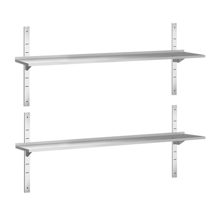 GGM Gastro Commercial Stainless Steel Wall Shelf PREMIUM - 1800x300mm - 2 Tiers