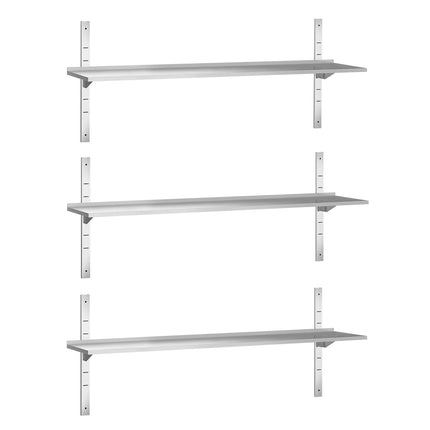 GGM Gastro Commercial Stainless Steel Wall Shelf PREMIUM - 1800x400mm - 3 Tiers