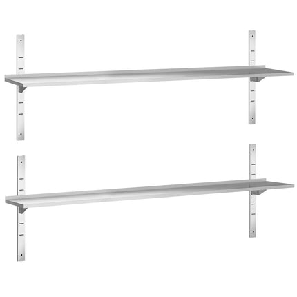 GGM Gastro Commercial Stainless Steel Wall Shelf PREMIUM - 2000x300mm - 2 Tiers