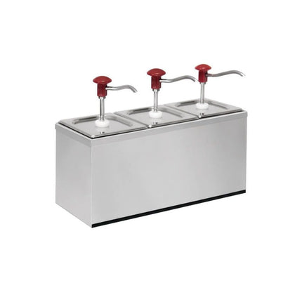GGM Gastro Commercial Triple Sauce Pump Dispenser – Rectangular - 3×2 L - 30 ml - O‑Ring - CE Marked