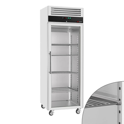 GGM Gastro Commercial Upright Freezer ECO - 600L - with 1 glass door - Black front - On castors