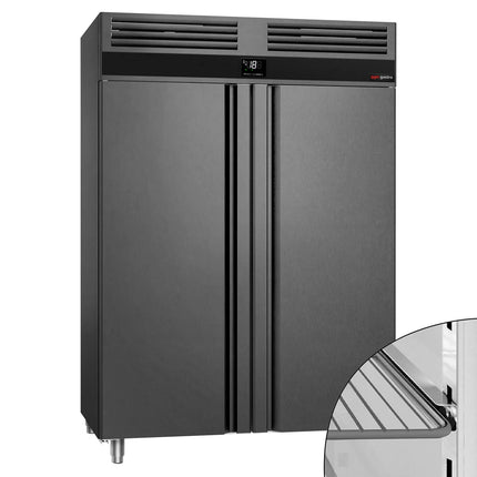 GGM Gastro Commercial Upright Freezer PREMIUM - GN 2/1 - 1400L - with 2 doors & Rails & support grids