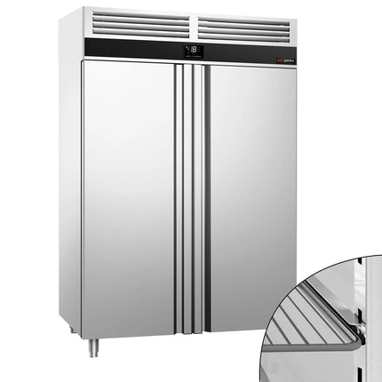 GGM Gastro Commercial Upright Freezer Stainless steel PREMIUM - GN 2/1 - 1400L - with 2 glass doors
