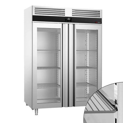 GGM Gastro Commercial Upright Freezer Stainless steel PREMIUM - GN 2/1 - 1400L - with 2 glass doors