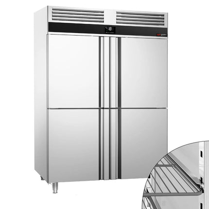 GGM Gastro Commercial Upright Freezer Stainless steel PREMIUM - GN 2/1 - 1400L - with 4 half doors