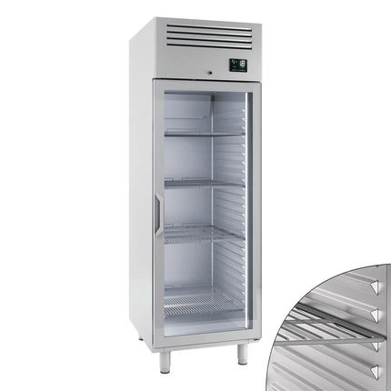 GGM Gastro Commercial Upright Freezer Stainless steel PREMIUM PLUS - GN 2/1 - 560L - with 1 glass door