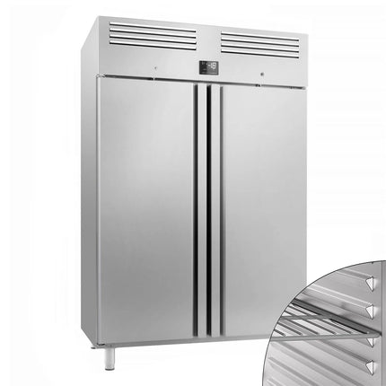 GGM Gastro Commercial Upright Freezer Stainless steel PREMIUM PLUS - GN 2/1 - 1240L - with 2 doors