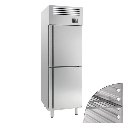 GGM Gastro Commercial Upright Freezer Stainless steel PREMIUM PLUS - GN 2/1 - 560L - with 2 half doors