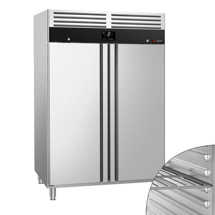 GGM Gastro Commercial Upright Fridge Stainless steel PREMIUM - GN 2/1 - 1200L - with 2 doors