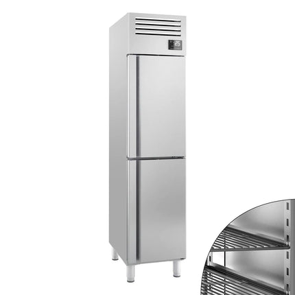 GGM Gastro Commercial Upright Fridge Stainless steel PREMIUM PLUS - GN 1/1 - 325L - with 2 doors