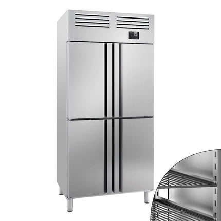 GGM Gastro Commercial Upright Fridge Stainless steel PREMIUM PLUS - GN 1/1 - 745L - with 4 half doors