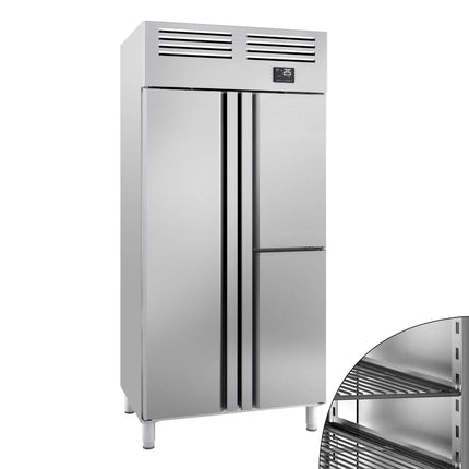 GGM Gastro Commercial Upright Fridge Stainless steel PREMIUM PLUS - GN 1/1 - 745L - with 1 door & 2 half doors