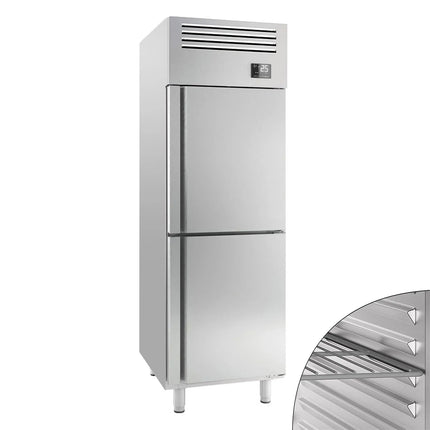 GGM Gastro Commercial Upright Fridge Stainless steel PREMIUM PLUS - GN 2/1 - 560L - with 2 half doors