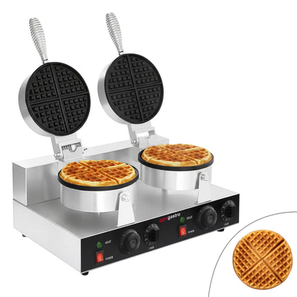 GGM Gastro Commercial Waffle Maker - Double - Manual - 2.6kW - Shape: Round - Ø 180mm - plates with Teflon coating