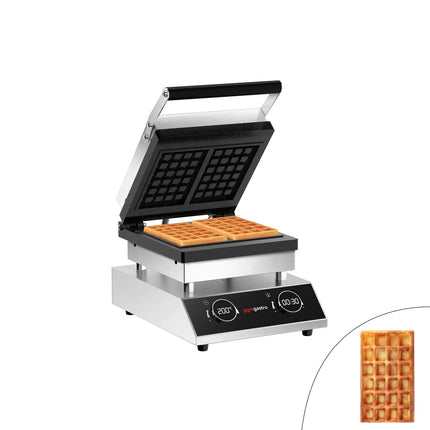GGM Gastro Commercial Waffle Maker - Single - Digital - 1.6kW - Shape: Brussels - plates with Teflon coating