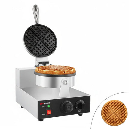 GGM Gastro Commercial Waffle Maker - Single - Manual - 1.3kW - Shape: Round - Ø 180mm - plates with Teflon coating