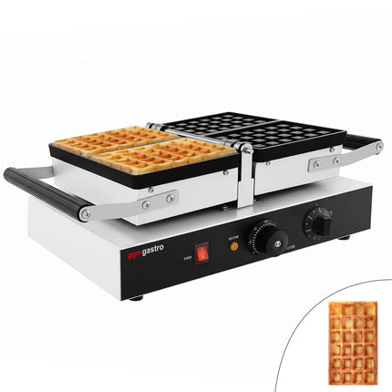 GGM Gastro Commercial Waffle Maker - Single - Manual - 1.6kW - Shape: Brussels - with 180° rotating plates