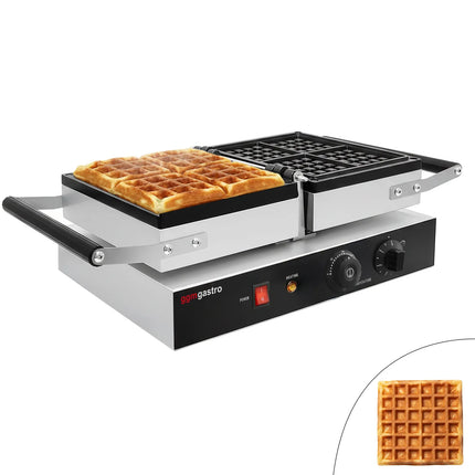 GGM Gastro Commercial Waffle Maker - Single - Manual - 1.6kW - Shape: Brussels - with 180° rotating plates