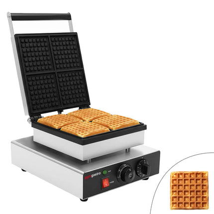 GGM Gastro Commercial Waffle Maker - Single - Manual - 1.75 kW - Shape: 4 Brussels Waffles
