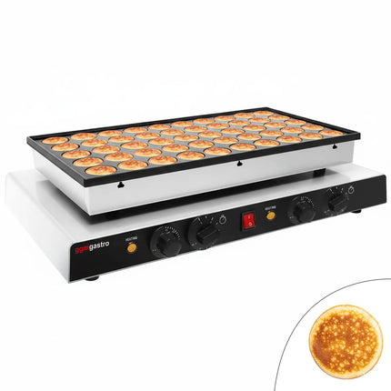 GGM Gastro Commercial Waffle Maker - Single - Manual - 1.7kW - Shape: Poffertjes - Ø 42mm - for 50 pieces - plates with Teflon coating