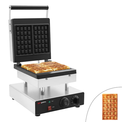 GGM Gastro Commercial Waffle Maker - Single - Manual - 2kW - Shape: Brussels - plates with Teflon coating