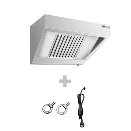 GGM Gastro Commercial Wall-Mounted Extraction Canopy - 800mm - with Baffle Filters & LED Lighting